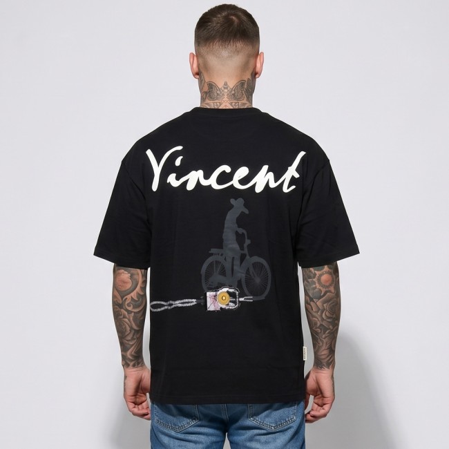 Унисекс черна овърсайз тениска с принт Vincent, Ft8996| Мъжки Тениски | Frash.EU Унисекс черна овърсайз тениска с принт Vincent, Ft8996| Frash.EU