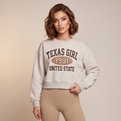 Дамски сив суичър Texas Girl 1991 с щампа, Ft9205