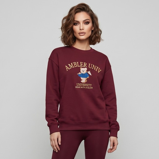 Дамска бордо блуза с бродерия AMBLER UNIV, Ft6006
