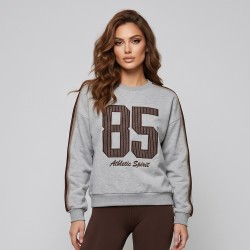 Дамска сива блуза с принт 85 Athletic Spirit, Ft6010